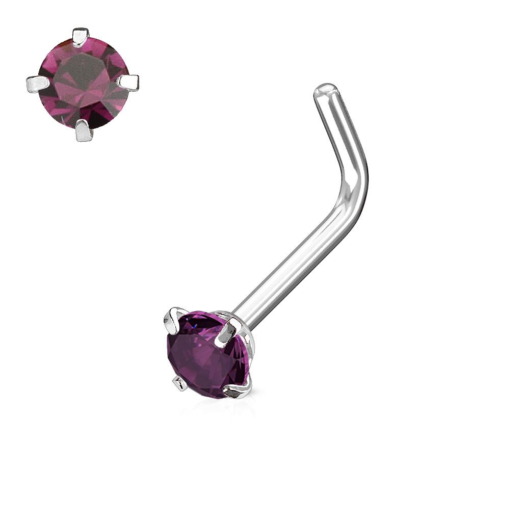 Levně Zahnutý piercing do nosu (fialová) - N0066-A