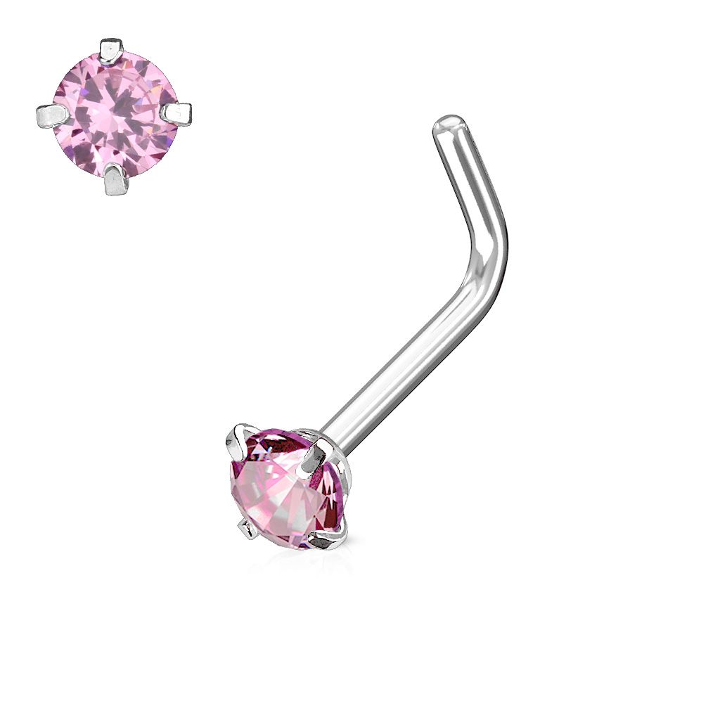Levně Zahnutý piercing do nosu (růžová) - N0066-P