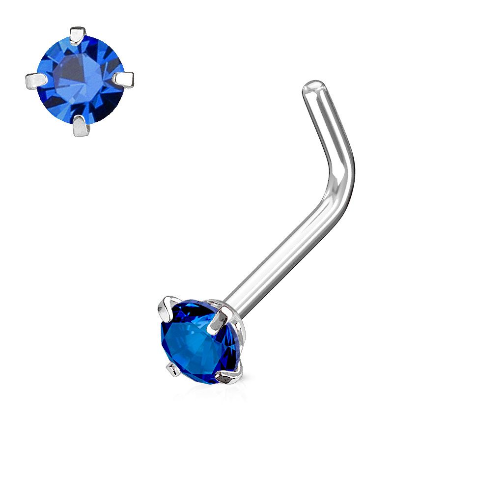 Levně Zahnutý piercing do nosu (modrá) - N0066-B