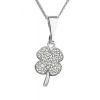 Stříbrný náhrdelník s krystaly Swarovski bílý čtyřlístek 72070.1 crystal 