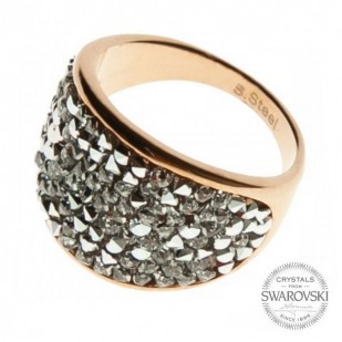 Zlacený ocelový prsten s krystaly Crystals from Swarovski®, Crystal