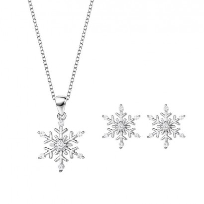 Stříbrná souprava šperků - sněhové vločky