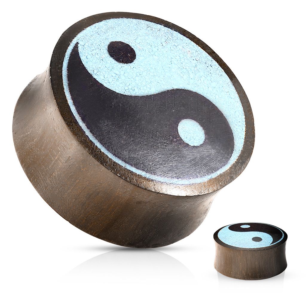Levně Sono wood plug do ucha jing-jang (14 mm) - PL01276-14