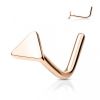 Zahnutý piercing do nosu - triangl (žluté zlato)