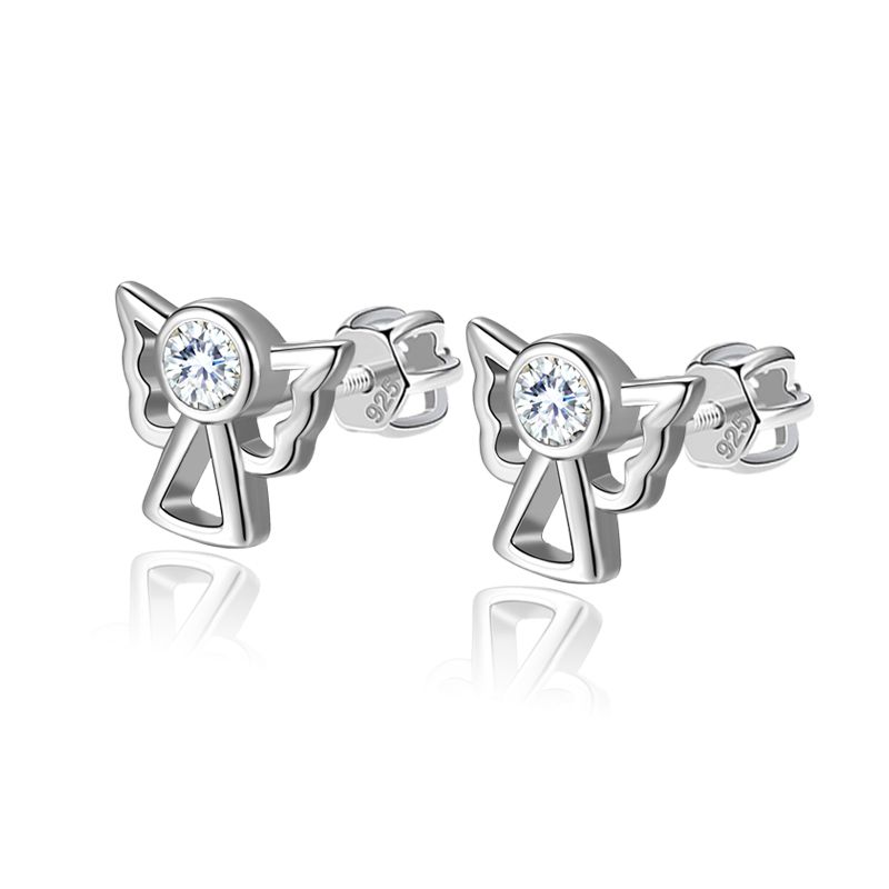 NUBIS Stříbrné šroubovací náušnice andělíčci - NB-3622