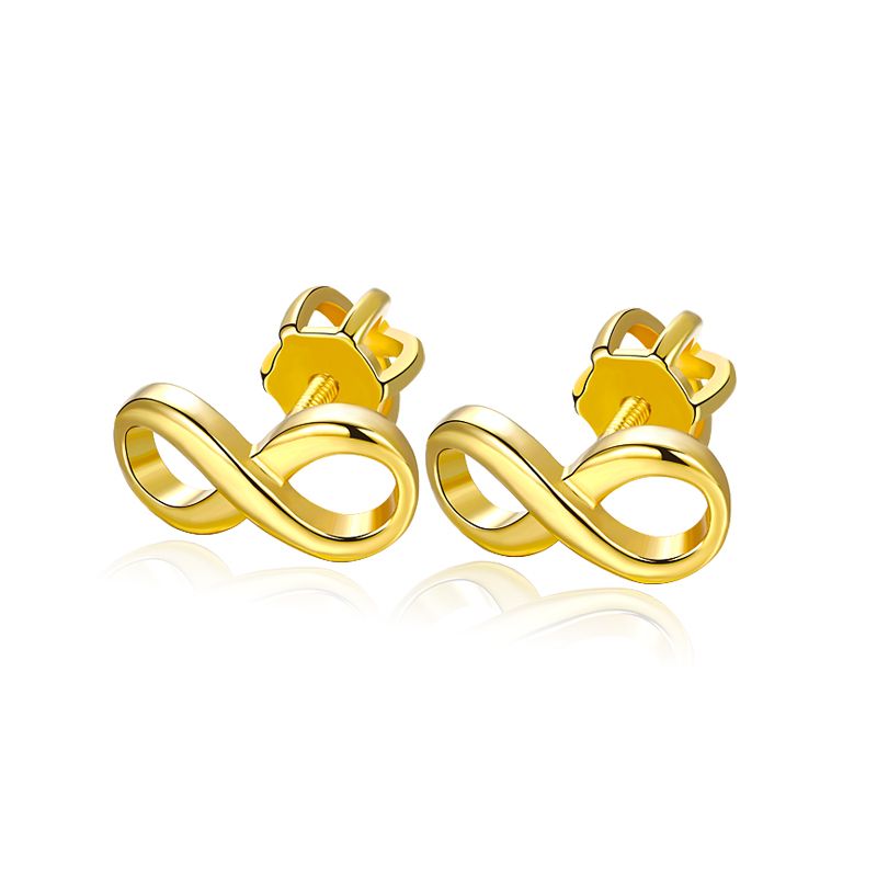 NUBIS Zlacené stříbrné šroubovací náušnice nekonečno - NB-3633-GD