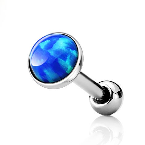Levně Cartilage piercing do ucha, modrý opál (5 mm) - CP1087-OP05-05