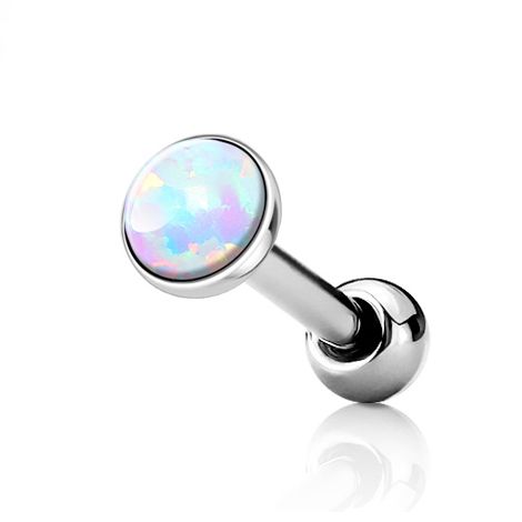 Levně Cartilage piercing do ucha, bílý opál (4 mm) - CP1087-OP17-04