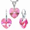 Silvego stříbrný set růžové Srdce 14mm se Swarovski® Crystals