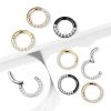 Piercing segment kruh s kamínky (černý)