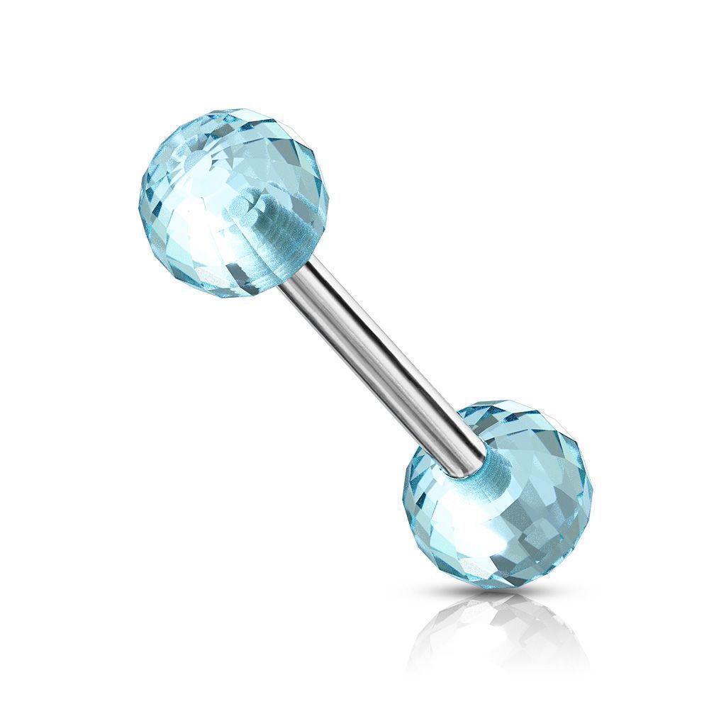 Levně Piercing do jazyka tyrkysový