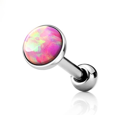 Levně Cartilage piercing do ucha, opál růžový (5 mm) - CP1087-OP22-05
