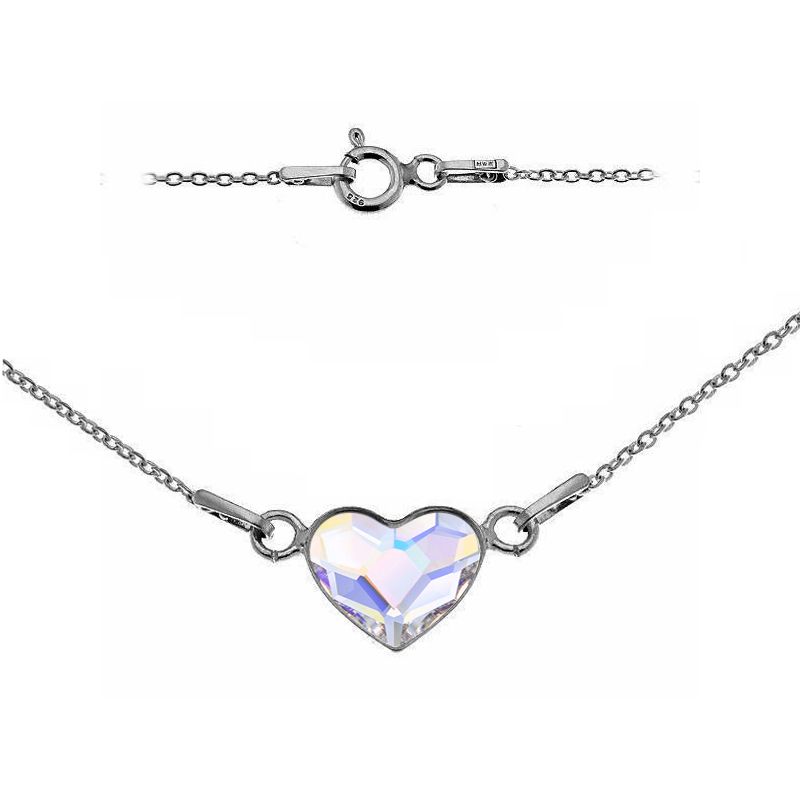 NUBIS Stříbrný náhrdelník se srdcem Crystals from Swarovski Crystal AB - NB-0200-AB