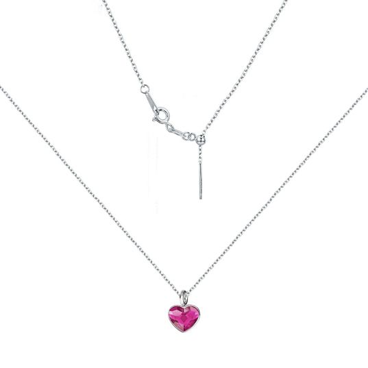 Levně NUBIS Minimalistický stříbrný náhrdelník se srdcem Crystals from Swarovski Fuchsia - NB-0204-FU