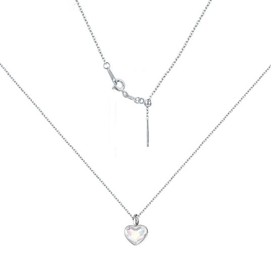 Levně NUBIS Minimalistický stříbrný náhrdelník se srdcem Crystals from Swarovski Crystal - NB-0204-CR