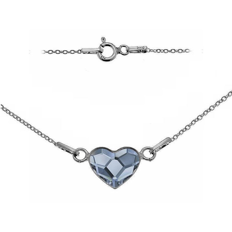Levně NUBIS Stříbrný náramek se srdcem Crystals from Swarovski Denim Blue - NB-0201-DB