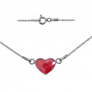 Stříbrný náhrdelník se srdcem Crystals from Swarovski® Royal Red