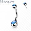 Piercing do pupíku banánek - TITAN, opál (modrá)