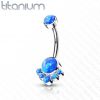 Piercing do pupíku s opálem - TITAN (bílá)