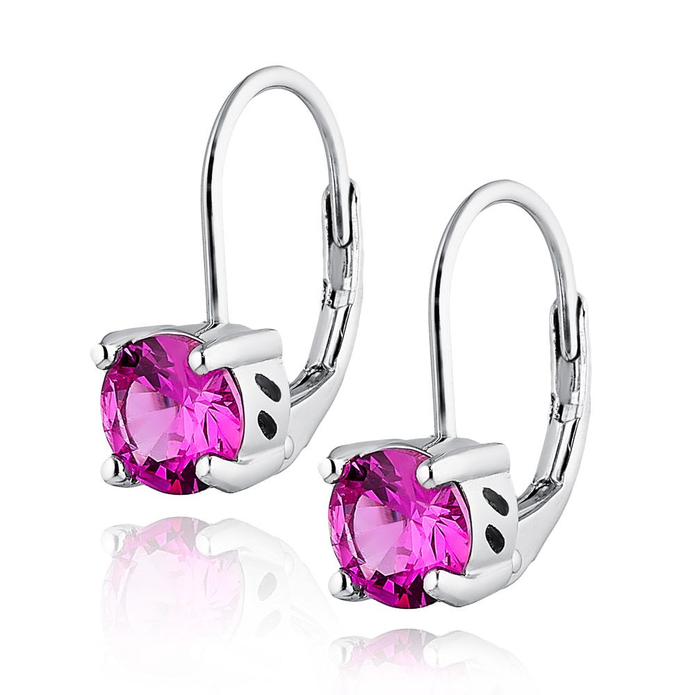 NUBIS Stříbrné dámské náušnice růžové zirkony - NB-3519