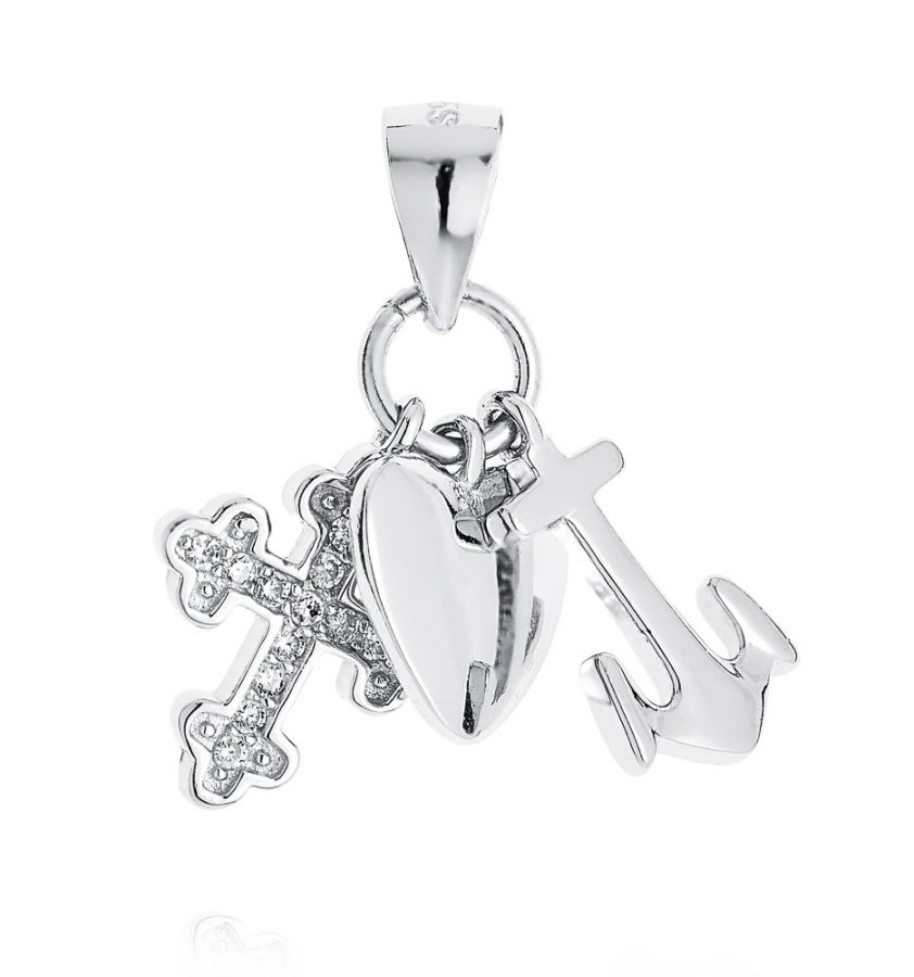 NUBIS Stříbrný přívěsek kotva, srdce, křížek - NB-4246