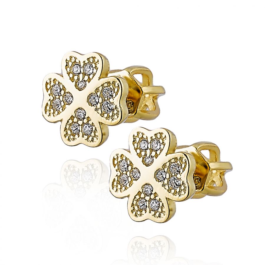 NUBIS Stříbrné šroubovací náušnice čtyřlístky - NB-3624