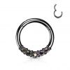 Černý segment kruh se zirkony, septum piercing 1,2 x 8 mm