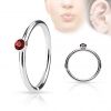 Piercing do nosu/ucha kruh s kamínkem (čirá)