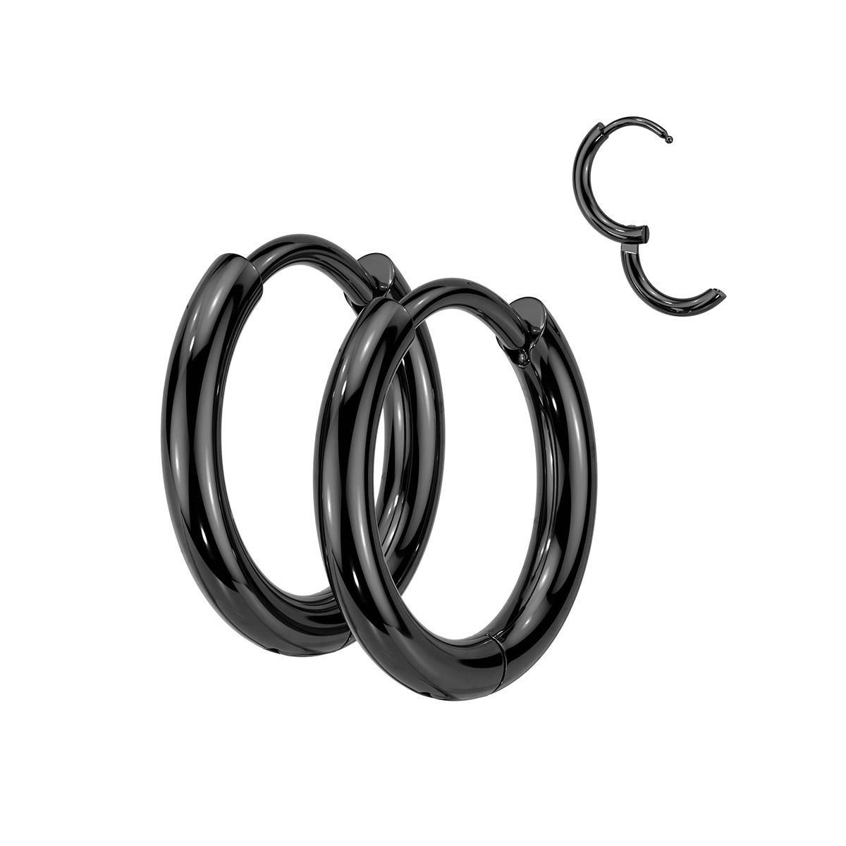 Černé ocelové náušnice kroužky 12mm - OPN1922K-12