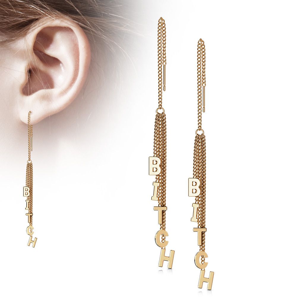 Zlacené provlékací náušnice BITCH - OPN1925-RD