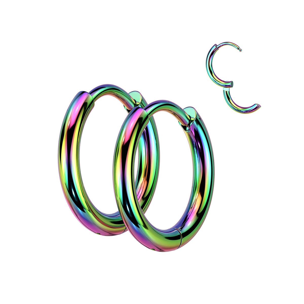 Duhové ocelové náušnice kroužky 12mm - OPN1922W-12