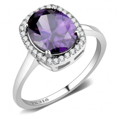 Ocelový prsten s fialovým kamenem (55)