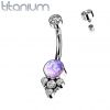Piercing do pupíku - TITAN, čiré zirkony