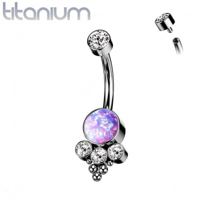 Piercing do pupíku - TITAN, opál fialový