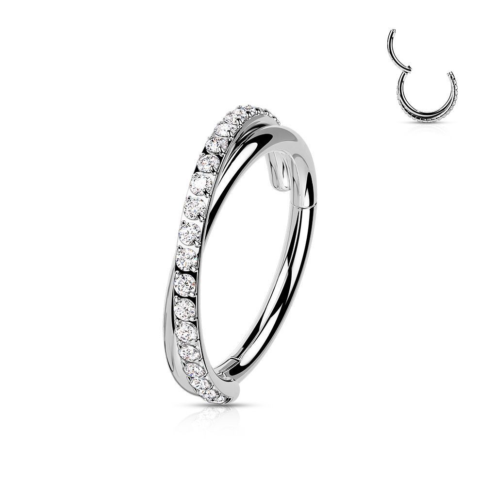 Levně Segment kruh se zirkony - helix / cartilage / tragus piercing 1,2 x 8 mm - NS0055