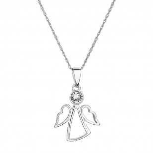 Stříbrný náhrdelník anděl se Swarovski krystalem bílý 32082.1 crystal