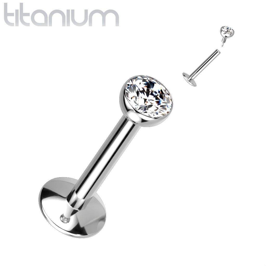 Levně Piercing do brady titan (1,2 x 10 mm, kamínek 3 mm) - TIT1216-121003