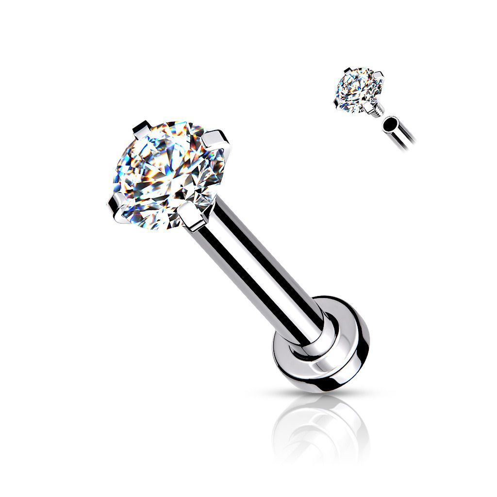Levně Piercing do brady / cartilage / tragus (1,2 x 8 mm, kamínek 3 mm) - LB1040C-12083