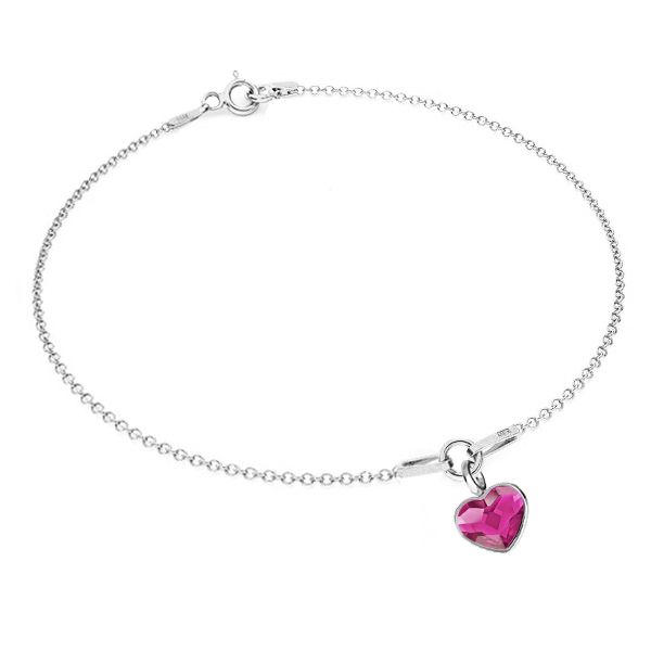 NUBIS Stříbrný náramek se srdíčkem Crystals from Swarovski Fuchsia - NB-0206-FU