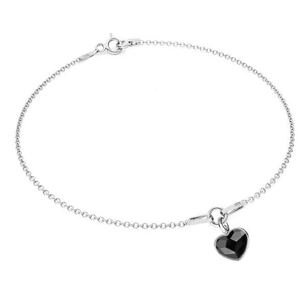 NUBIS Stříbrný náramek se srdíčkem Crystals from Swarovski Jet Black - NB-0206-JB