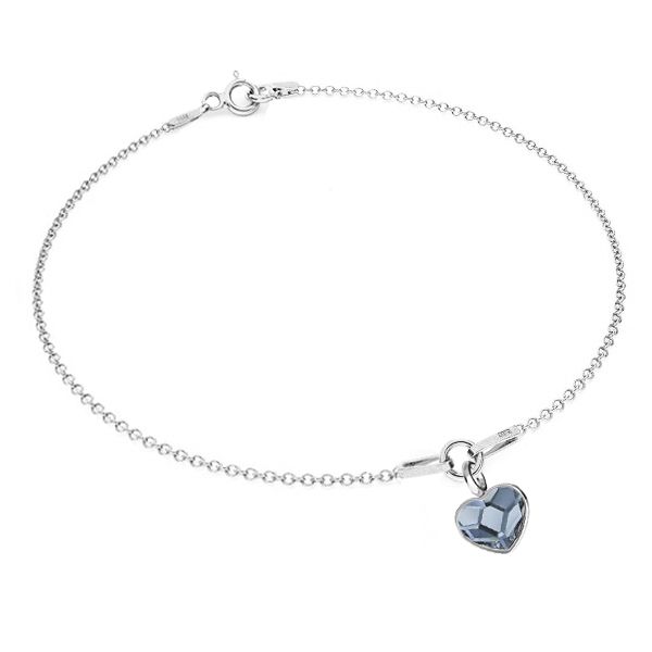 NUBIS Stříbrný náramek se srdíčkem Crystals from Swarovski Denim Blue - NB-0206-DB