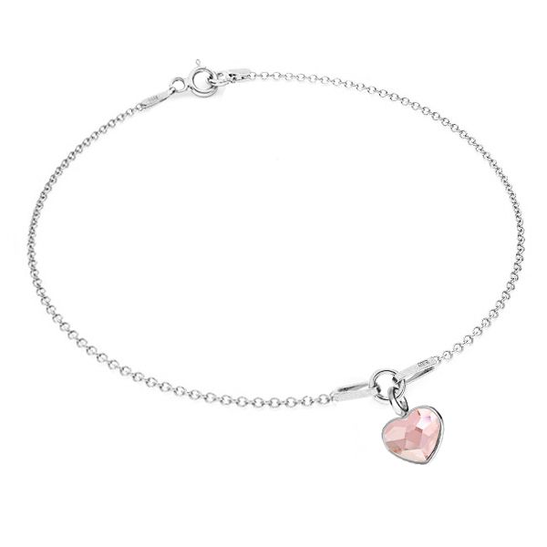 NUBIS Stříbrný náramek se srdíčkem Crystals from Swarovski Rosaline - NB-0206-RO