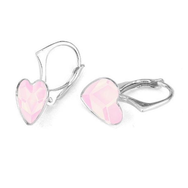Levně NUBIS Stříbrné náušnice se srdcem Crystals from Swarovski Powder Rose - NB-0202-PR