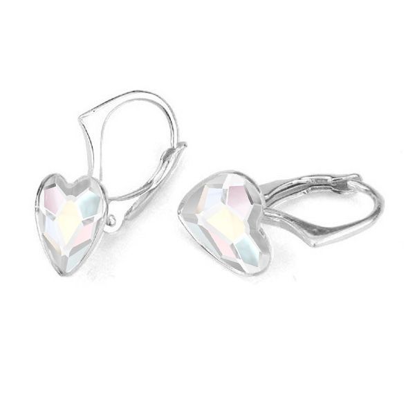 NUBIS Stříbrné náušnice se srdcem Crystals from Swarovski AB - NB-0202-AB