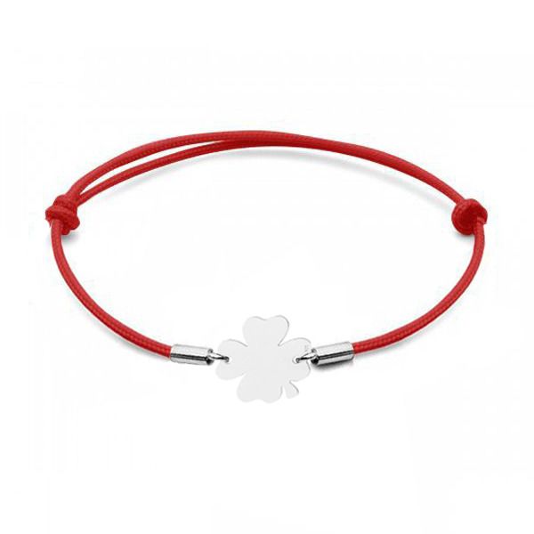NUBIS Stříbrný textilní náramek se čtyřlístkem - SX118-R