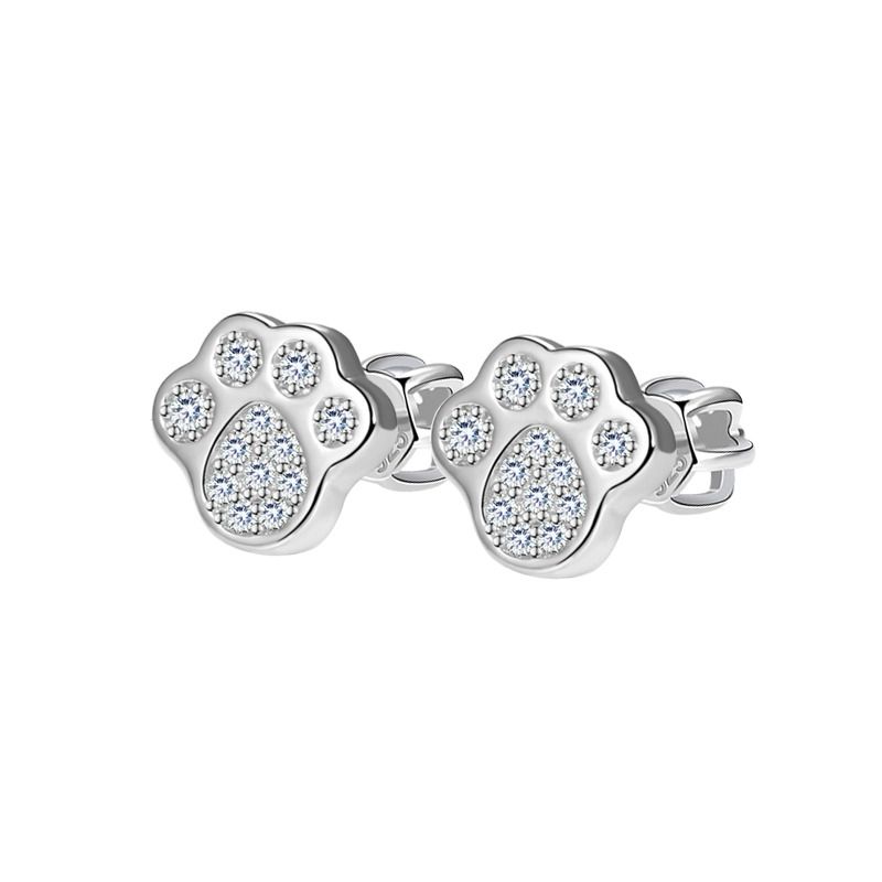 NUBIS Stříbrné šroubovací náušnice psí tlapky - NB-3650