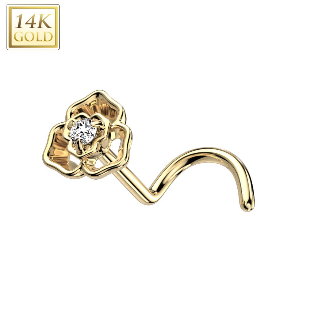 Zlatý piercing do nosu - kytička, Au 585/1000 - ZL01241-YG