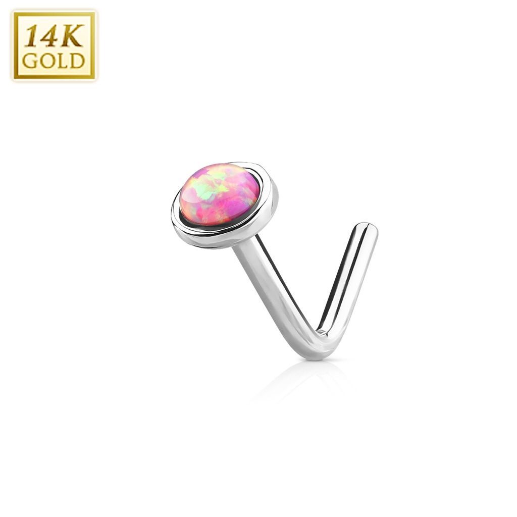 Levně Zlatý piercing do nosu Opál, Au 585/1000 - ZL01022P-WG