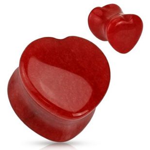 Plug do ucha srdce - kámen červený jadeit