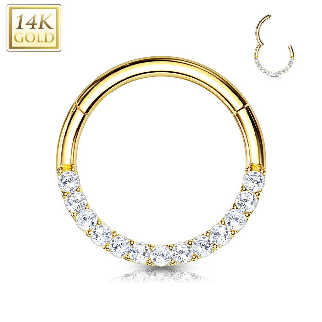 Zlatý piercing do nosu nebo ucha, 1,2 x 8 mm, Au 585/1000